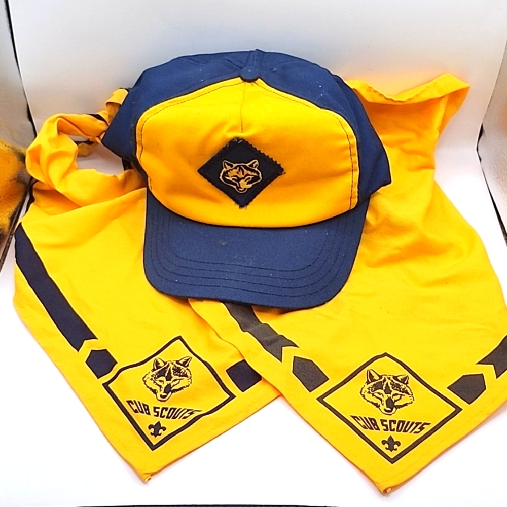 Vintage Cub Scout Ball Cap & 2 Scarves